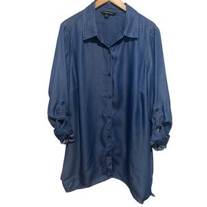 Zac & Rachel Women's Blue Button Up‎ Blouse Size 1X